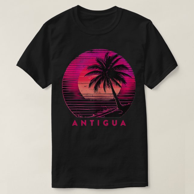 Antigua Barbuda Beach Palm Trees Summer Sunset Vin T-Shirt (Design Front)