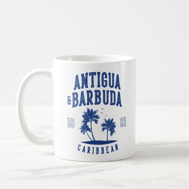 Antigua & Barbuda Caribbean Palm Tree Coffee Mug (Left)