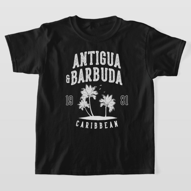 Antigua & Barbuda Caribbean Palm Tree Kids T-Shirt (Laydown)