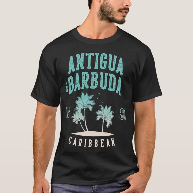 Antigua & Barbuda Caribbean Palm Tree T-Shirt (Front)