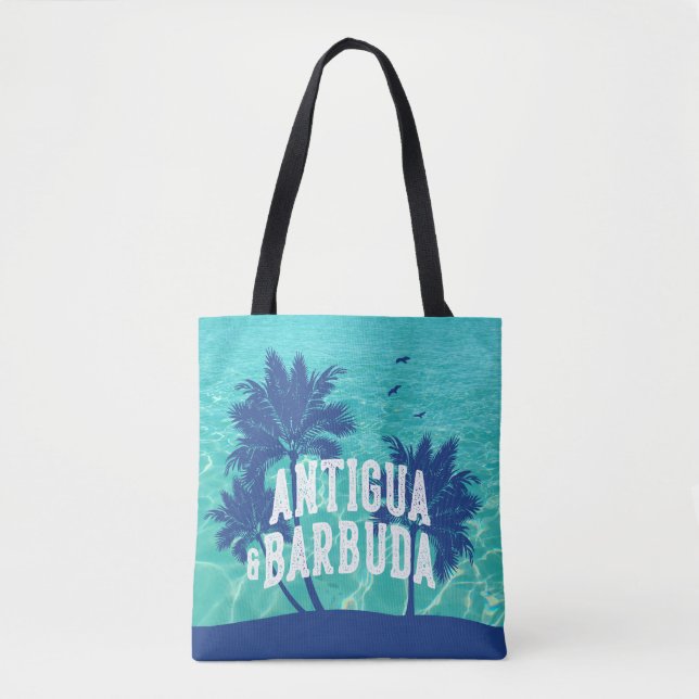 Antigua & Barbuda Caribbean Palm Tree Tote Bag (Front)