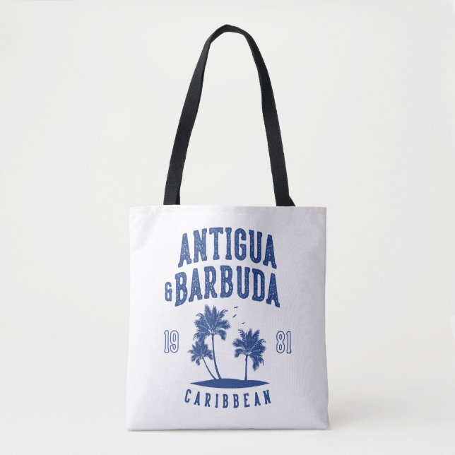 Antigua & Barbuda Caribbean Palm Tree Tote Bag (Front)