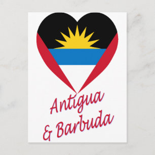 Antigua & Barbuda Flag Heart Postcard