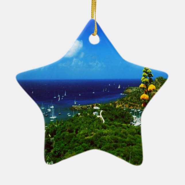 Antigua Caribbean Island Ceramic Tree Decoration (Back)
