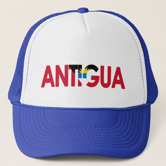 Antigua Flag Antiguan Barbudan Caribbean Carnival Trucker Hat (Front)