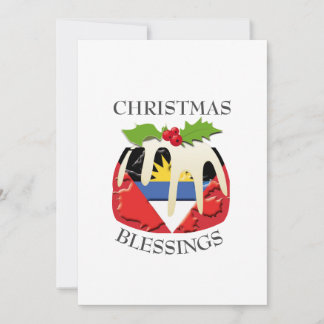 ANTIGUA FLAG | Christmas Pudding | Festive Holiday Card