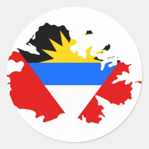 Antigua flag map classic round sticker