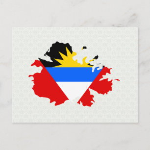 Antigua Flag Map full size Postcard