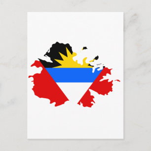 Antigua flag map postcard