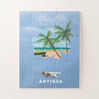 Antigua Illustrated map travel poster Jigsaw Puzzle