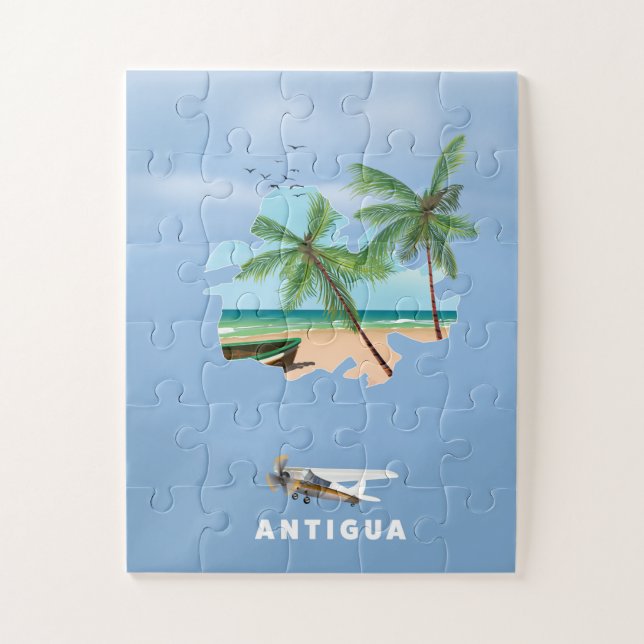 Antigua Illustrated map travel poster Jigsaw Puzzle (Vertical)