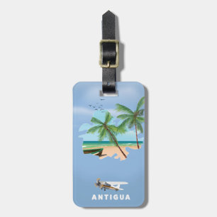 Antigua Illustrated map travel poster Luggage Tag