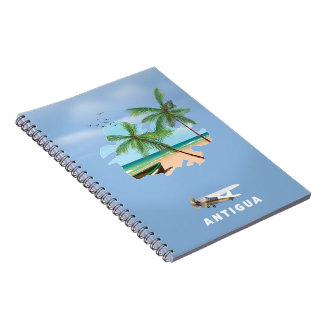 Antigua Illustrated map travel poster Notebook