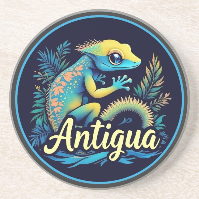 Antigua Island Caribbean Gecko Coaster (Front)
