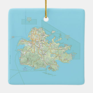 Antigua Island Map Christmas Ceramic Ornament