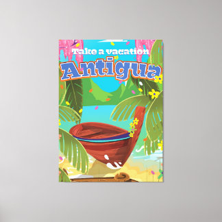 Antigua island vintage travel poster art. canvas print