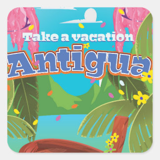 Antigua island vintage travel poster art. square sticker