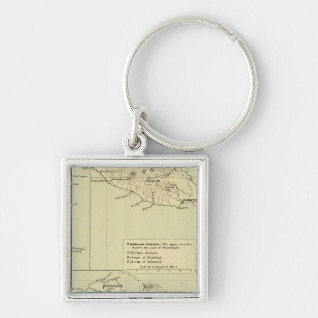 Antigua Lithographed Map Key Ring (Front)