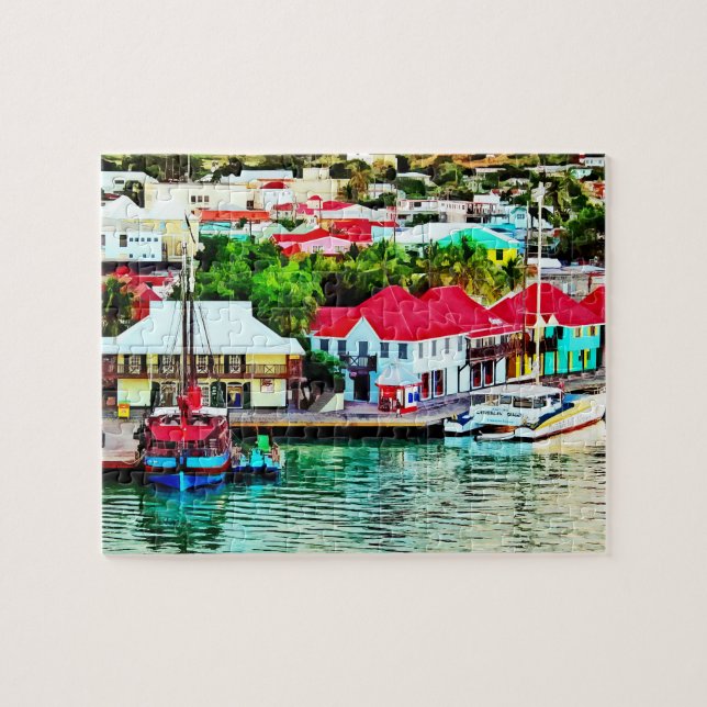 Antigua - St. Johns Harbour Early Morning Jigsaw Puzzle (Horizontal)