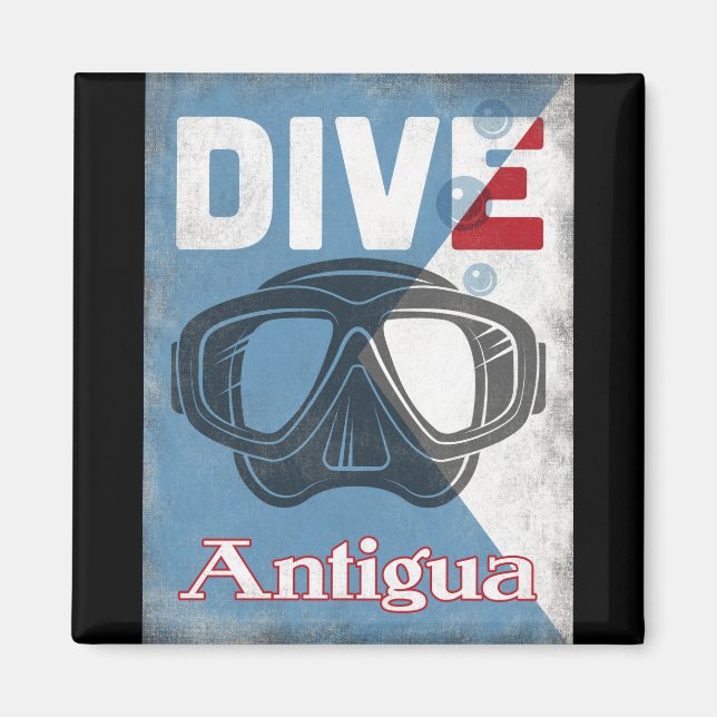 Antigua Vintage Scuba Diving Mask Magnet (Front)