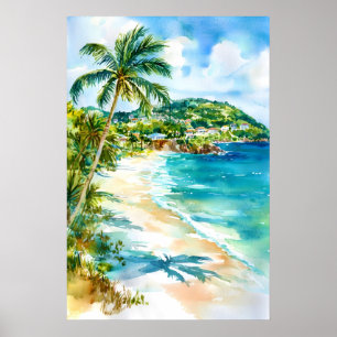 Antigua Watercolor Watercolor Poster Barbuda And