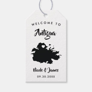 Antigua Wedding Welcome Bag Tags, Island Map Gift Tags