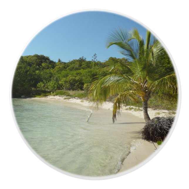 Antiguan Beach Beautiful Tropical Landscape Ceramic Knob (Front)