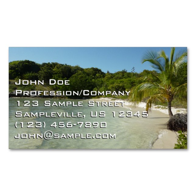 Antiguan Beach Beautiful Tropical Landscape Magnetic Business Card (Front)