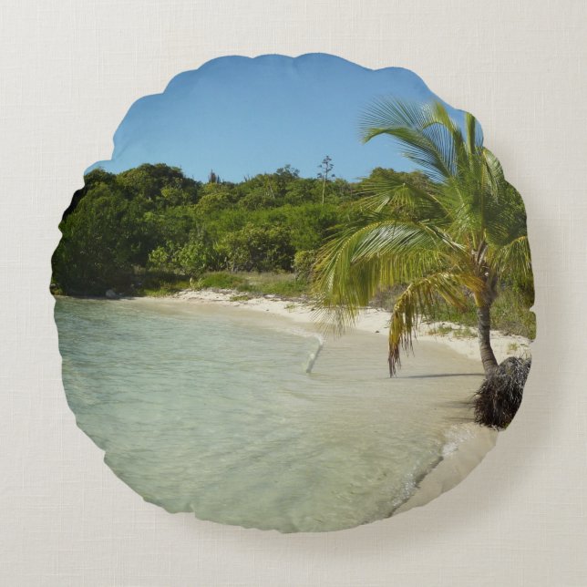 Antiguan Beach Beautiful Tropical Landscape Round Cushion (Front)
