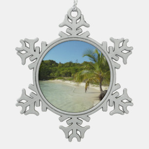 Antiguan Beach Beautiful Tropical Landscape Snowflake Pewter Christmas Ornament