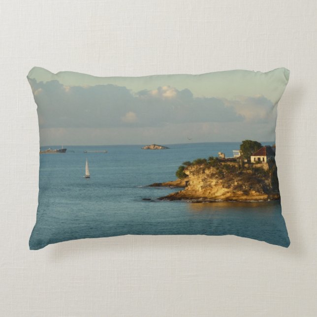 Antiguan Coast Beautiful Island Seascape Decorative Cushion (Front)