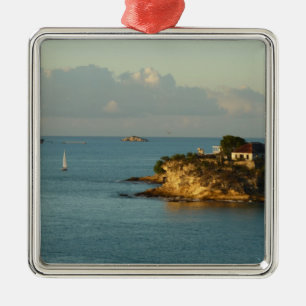 Antiguan Coast Beautiful Island Seascape Metal Tree Decoration