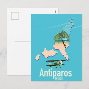 Antiparos Greece travel map Holiday Postcard