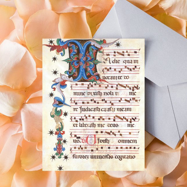 Antiphon Gregoriant Chant Mediaeval Manuscript Postcard (Antiphon Gregoriant Chant Medieval Manuscript Catholic Christian Latin Liturgy Postcard)