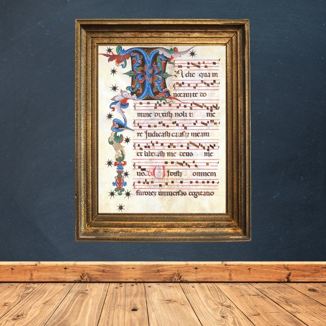 Antiphon Gregoriant Chant Mediaeval Manuscript Poster (Antiphon Gregoriant Chant Music Sheet Medieval Manuscript Catholic Christian Poster)