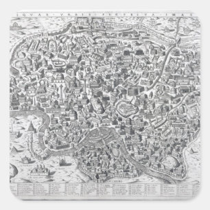 Antiquae Urbis Perfecta Imago, Map of Rome Square Sticker