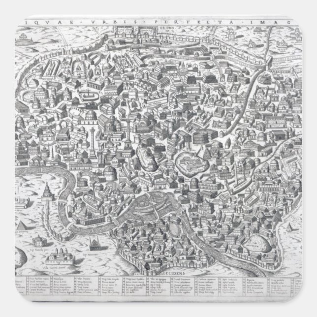 Antiquae Urbis Perfecta Imago, Map of Rome Square Sticker (Front)