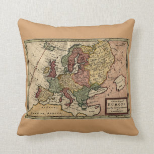 Antiquarian 1721 Map of Europe by Herman Moll Cushion