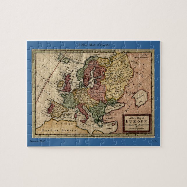 Antiquarian 1721 Map of Europe by Herman Moll Jigsaw Puzzle (Horizontal)