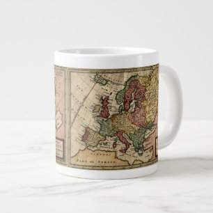 Antiquarian 1721 Map of Europe by Herman Moll Large Coffee Mug