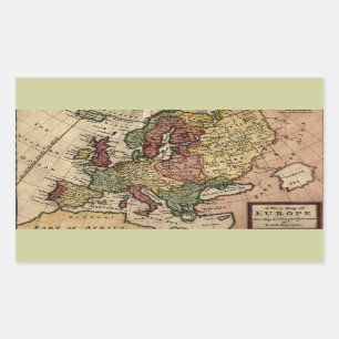 Antiquarian 1721 Map of Europe by Herman Moll Rectangular Sticker
