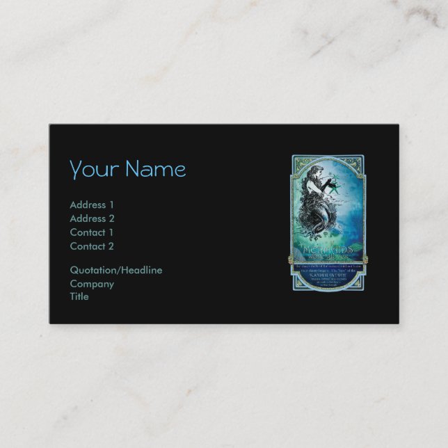 Antiquarian Mermaid Whimsical Business Cards (Front)