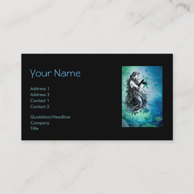 Antiquarian Mermaid Whimsical Business Cards (Front)