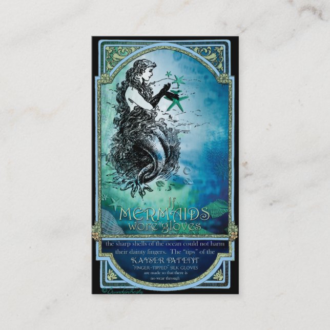 Antiquarian Mermaid Whimsical Business Cards (Front)