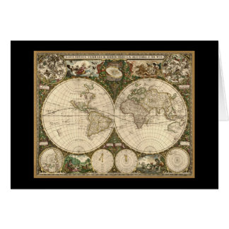 Antique 1660 World Map by Frederick de Wit