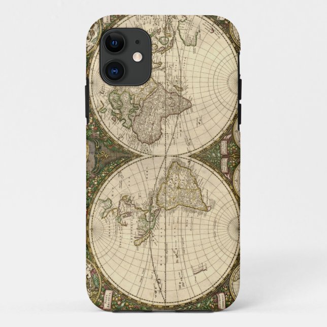 Antique 1660 World Map by Frederick de Wit Case-Mate iPhone Case (Back)