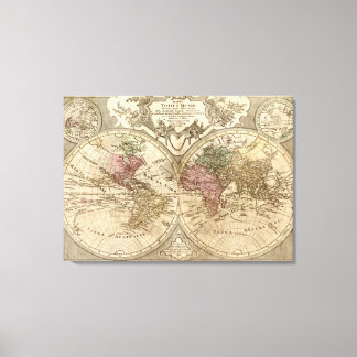 Antique 1690 World Map by Guillaume de L'Isle Canvas Print