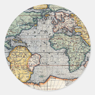 Antique 16th Century World Map Classic Round Sticker