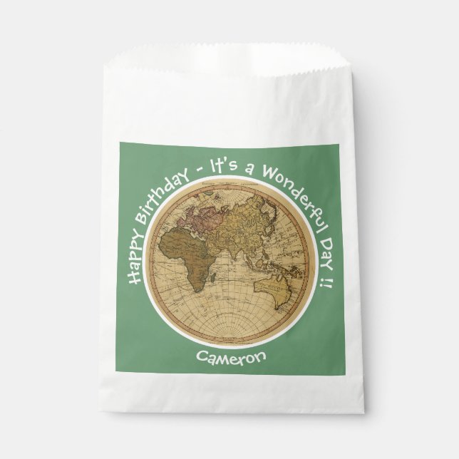 Antique 1786 Eastern Hemisphere Map Theme Party Favour Bags (Front)