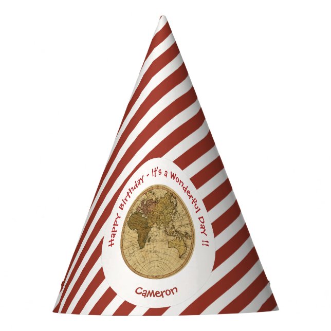 Antique 1786 Eastern Hemisphere Map Theme Party Hat (Front)